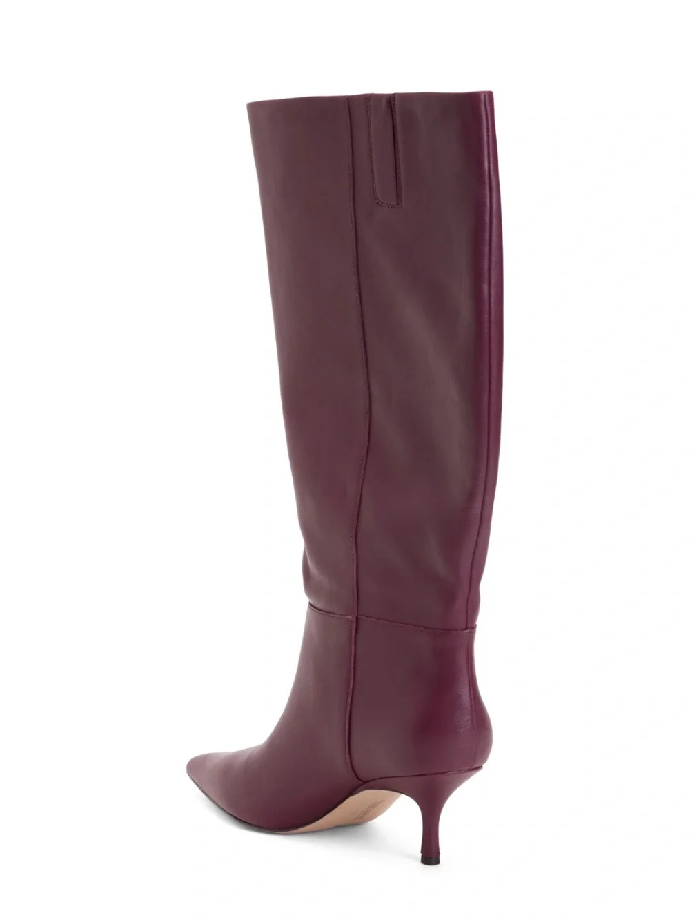 Women's Burgundy Leather Knee-High Pointed Toe Boot